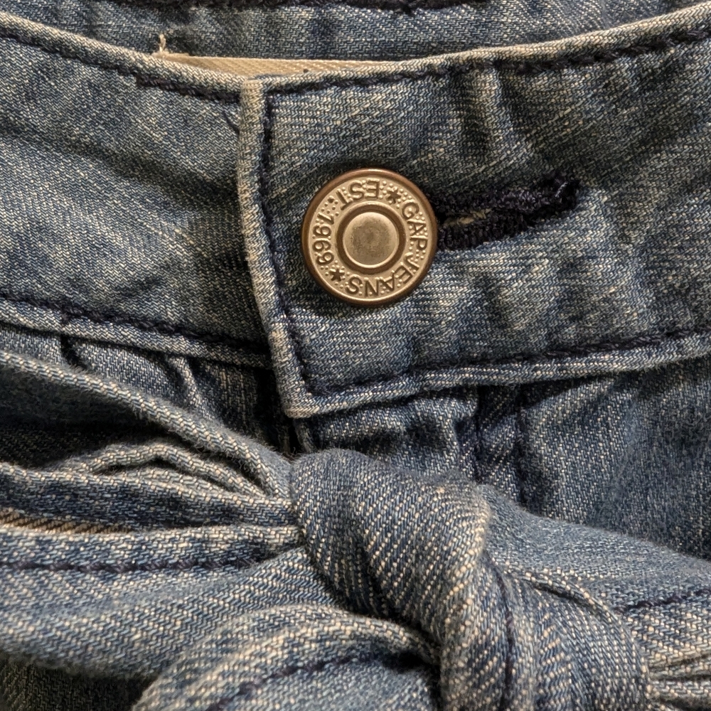 Gap Tie Belt Denim Medium Blue Jean Shorts High Rise Retro- 14 - Picture 11 of 13